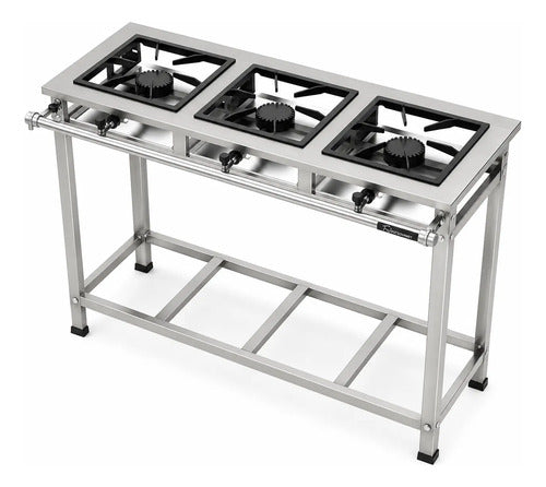 Fogão Industrial 3 Bocas Qs Qg A.p P7 Fast Gourmet Inox