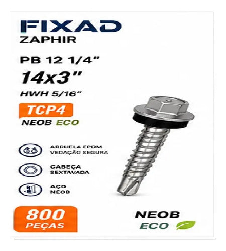 Parafuso Hard Zaphir Pb 14x3 Tcp4 Neob Ecoseal – 800 Peças – foto 3