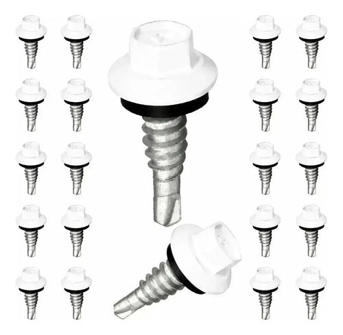 Parafuso Autobrocante Hard PB 12-1/4 TCP3 EPDM Branco RAL 9003 para Telha Sanduíche – 100 Peças – foto 2