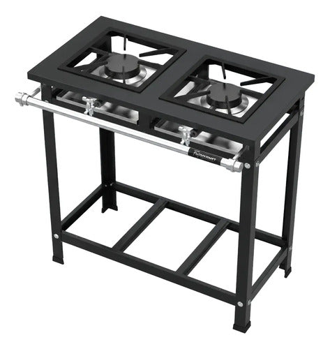 Fogão Industrial Epóxi P7 2 Bocas 2Qs Qg C/ Pés Reguláveis B.p
