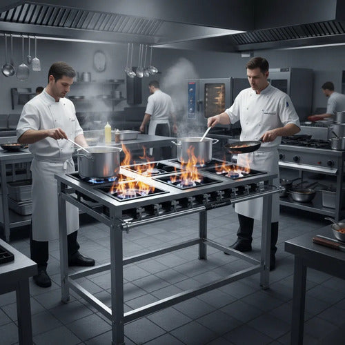 Fogão Industrial 6 Bocas/qd Qg P7 B.p. Fast Gourmet Inox