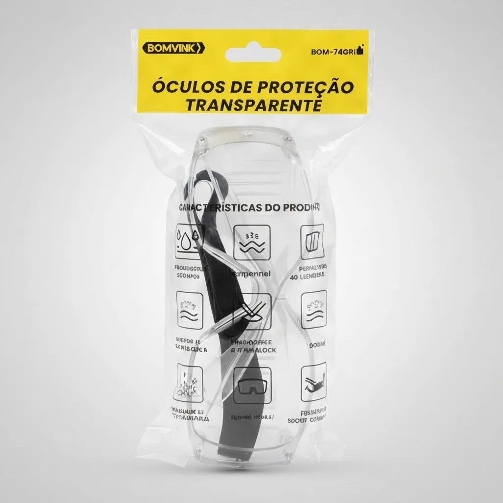 Óculos de Proteção Transparente em Policarbonato Bomvink BOM-7403