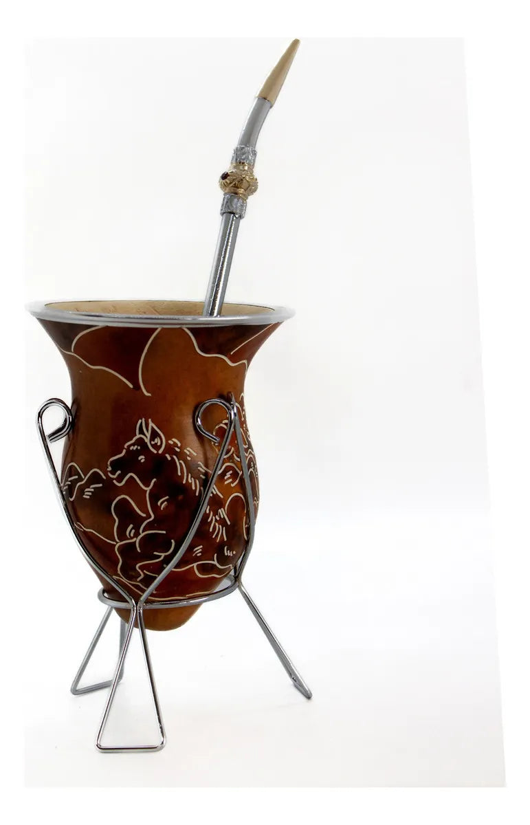 Kit Cuia Bomba Chupeta Dupla C/ Suporte Trabalhado Promate