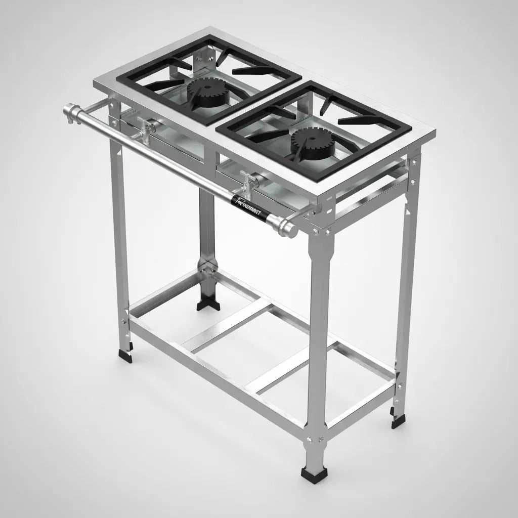 Fogão Industrial Inox 2 Bocas Perfil 5 2qs Baixa Pressão