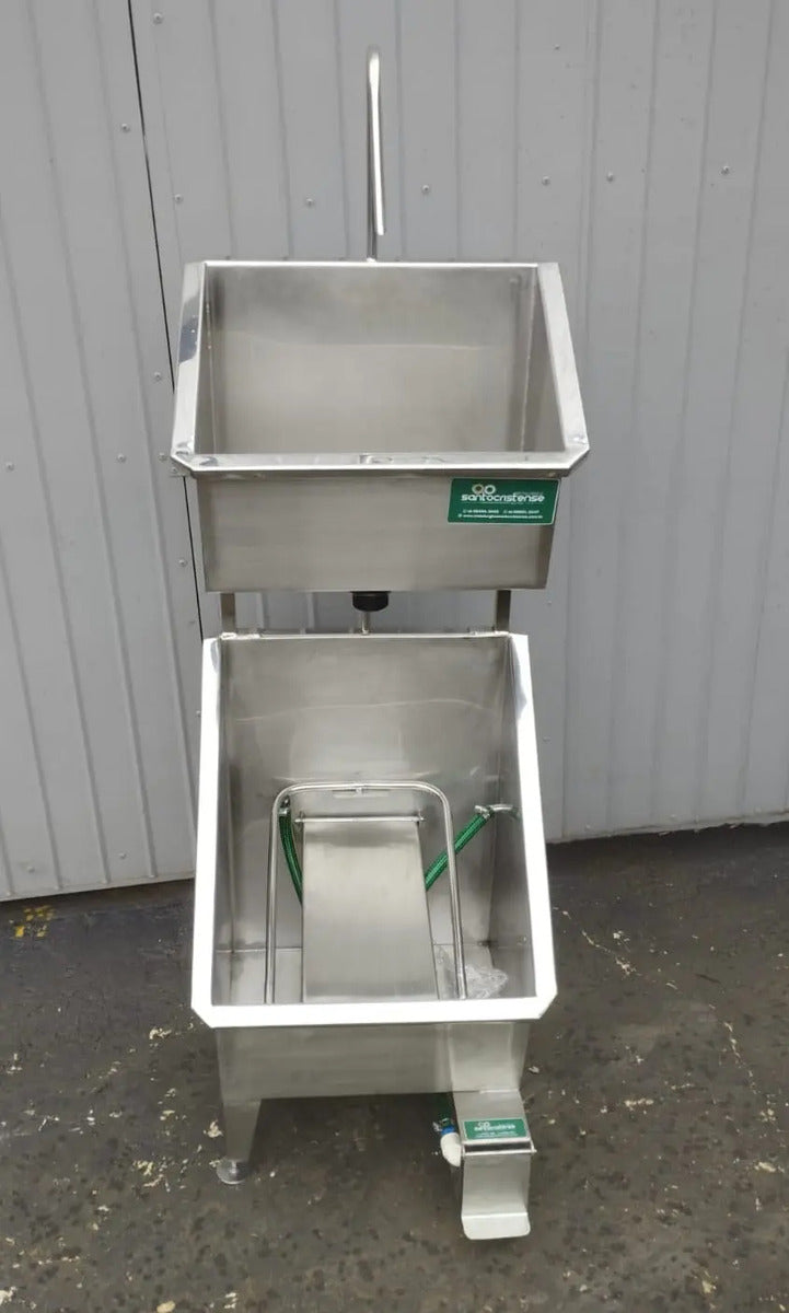 Lavador de Botas e Mãos Acoplado Manual Industrial Inox