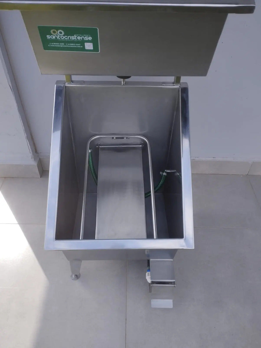 Lavador de Botas e Mãos Acoplado Manual Industrial Inox