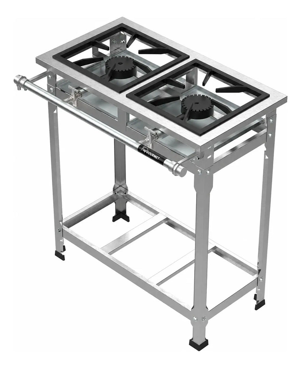 Fogão Industrial Inox 2 Bocas Perfil 5 2qs Baixa Pressão