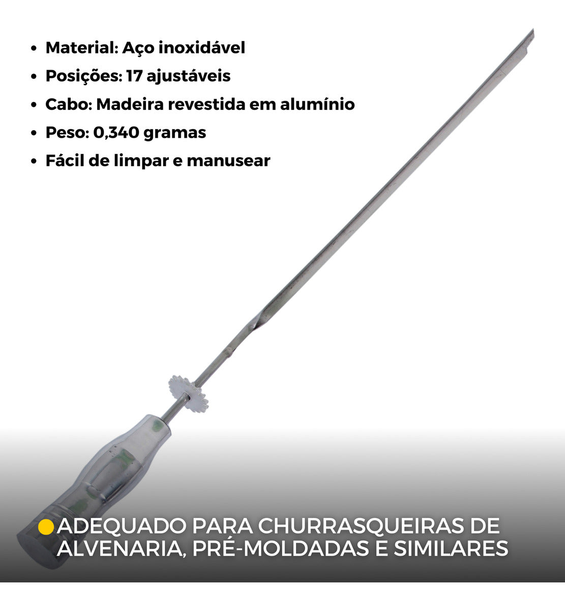 Espeto Espada Engrenagem De Grill Giratorio E Suporte Inox