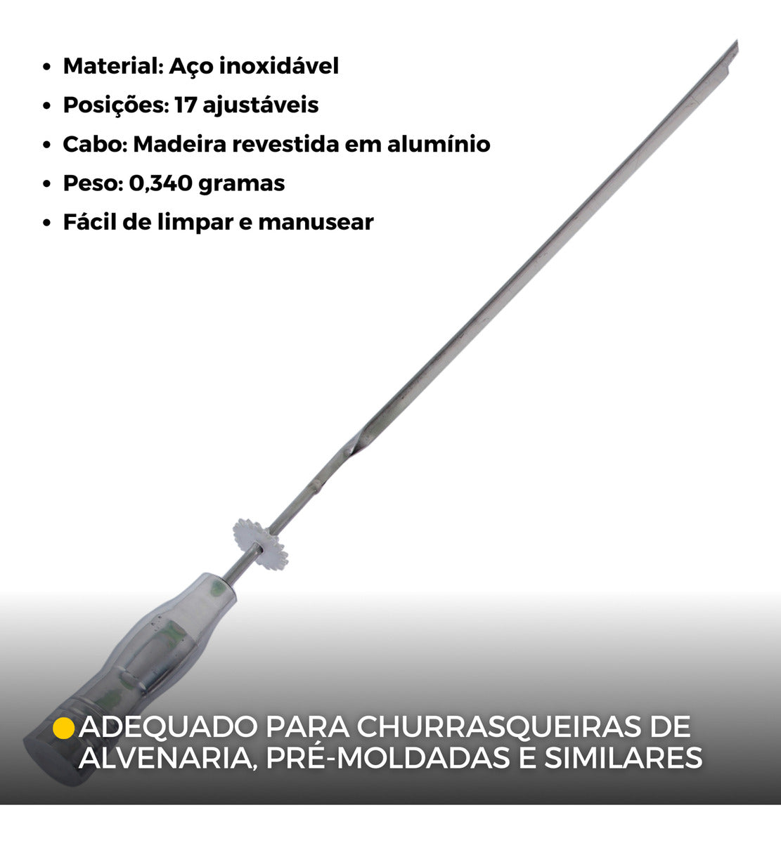 Espeto Espada Engrenagem De Grill Giratorio E Suporte Inox