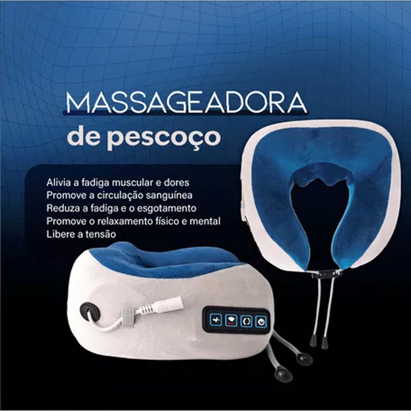 Almofada Massageadora Recarregável para Pescoço e Lombar