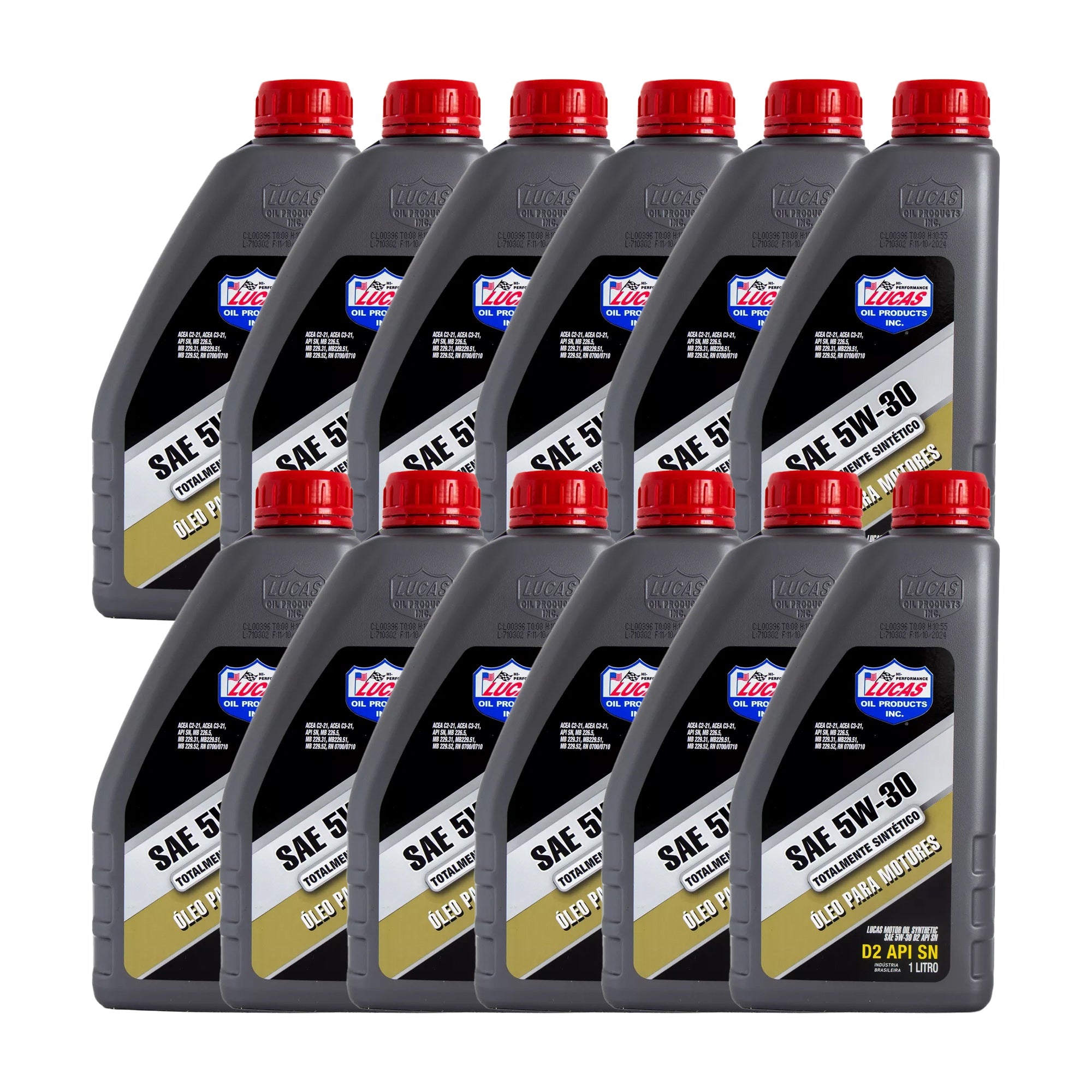 Kit 12 Óleo Lubrificante Motor Sintético Sae 5w30 D2 Api Sn