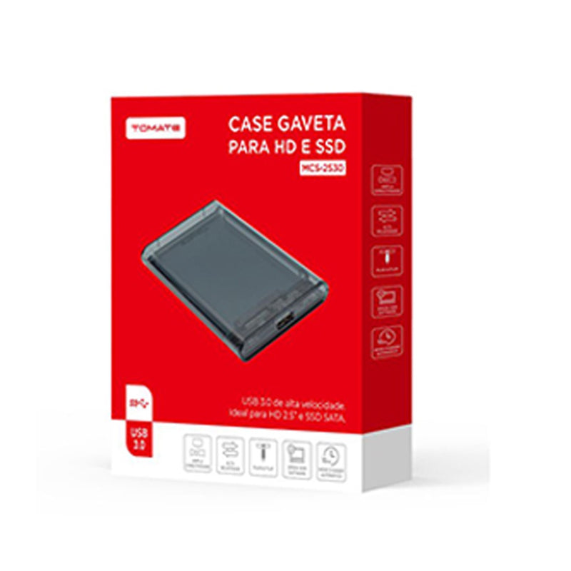 Case Gaveta para HD e SSD 2.5” Tomate - USB 3.0 Portátil