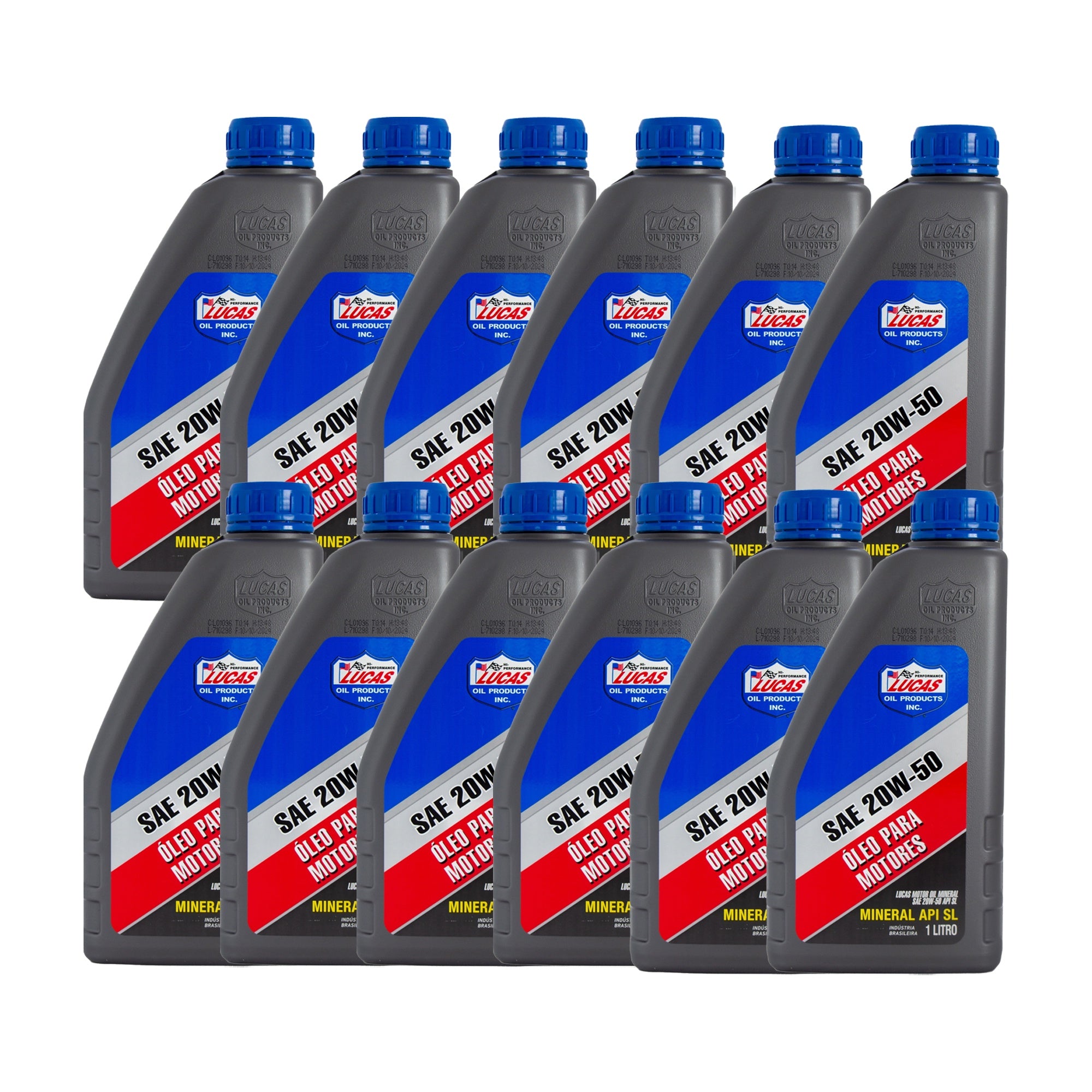 Kit 12 Óleo Lubrificante Motor Mineral Lucas Oil 20w50 Api Sl