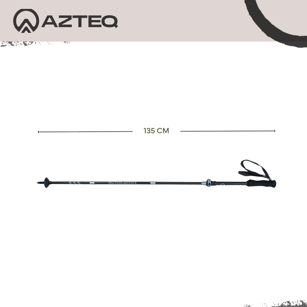 Bastão de Caminhada 38cm-135cm Trava Rápida, Tubo 50% Carbono + 3K Actos Pro Race Carbon Azteq