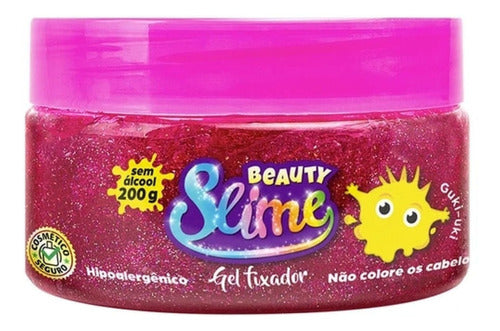 Gel Fixador Beauty Slime Glitter Rosa 200g