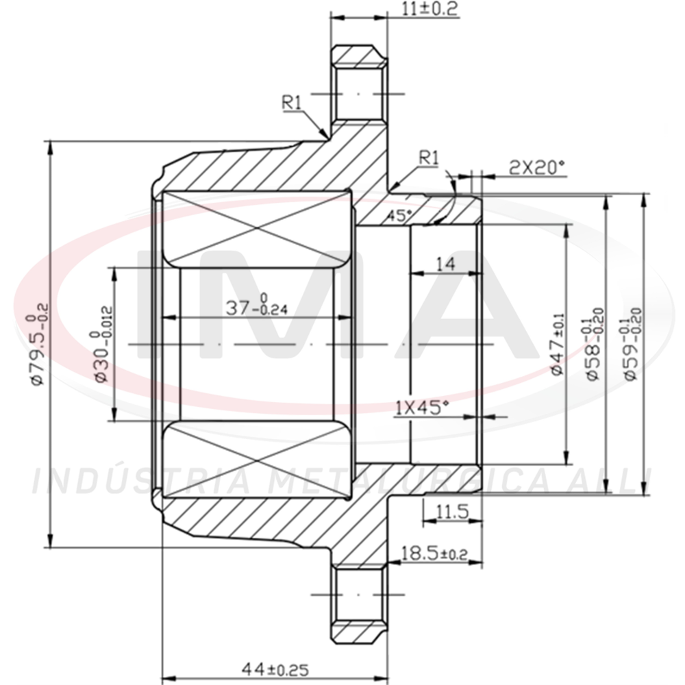 Cubo de Roda Traseiro com Rolamento Ima AL-599/AFF Fiat Uno/147/Prêmio/Duna/Tipo/Panorama/Fiorino/Oggi/Spazio/Mille