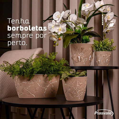 Vaso Decorativo Cachepot  Borboletas Em 3d - 4uni