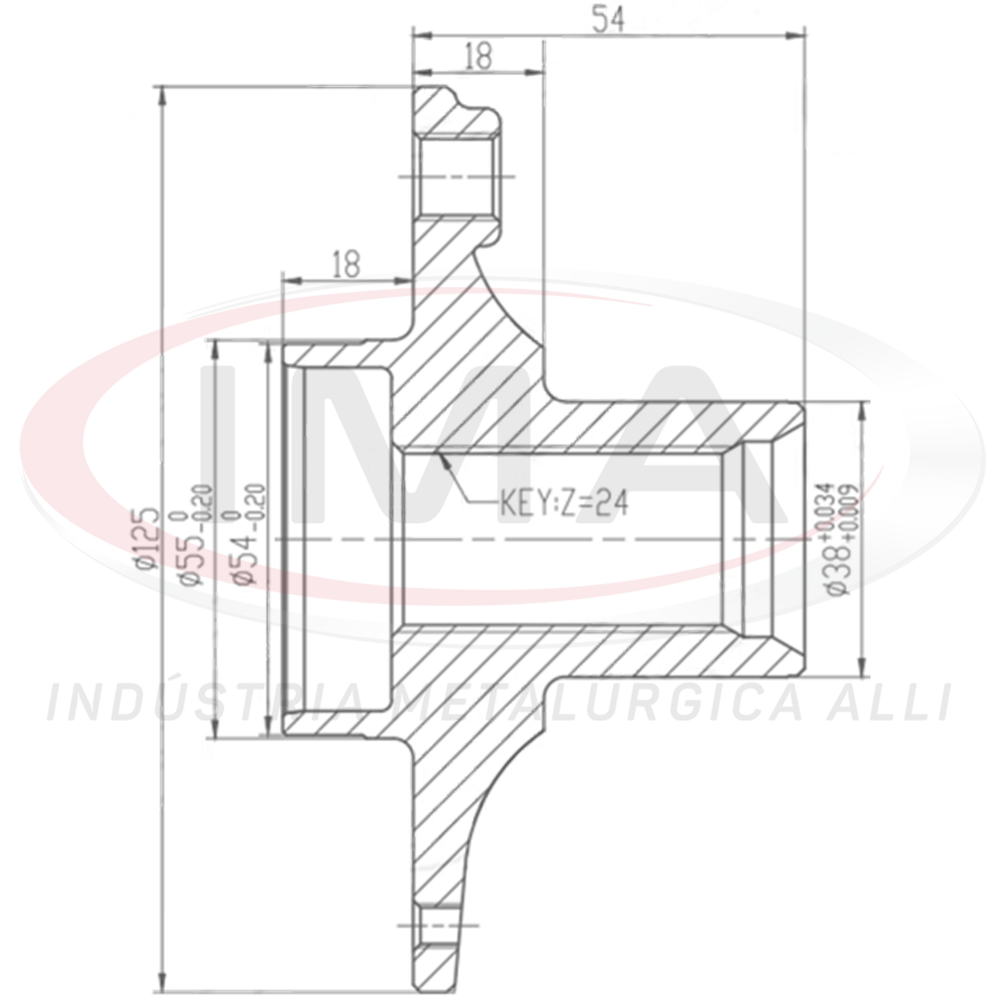 Cubo de Roda Dianteiro 24 Dts/rol 38 Mm Ima AL-415 Jac J2
