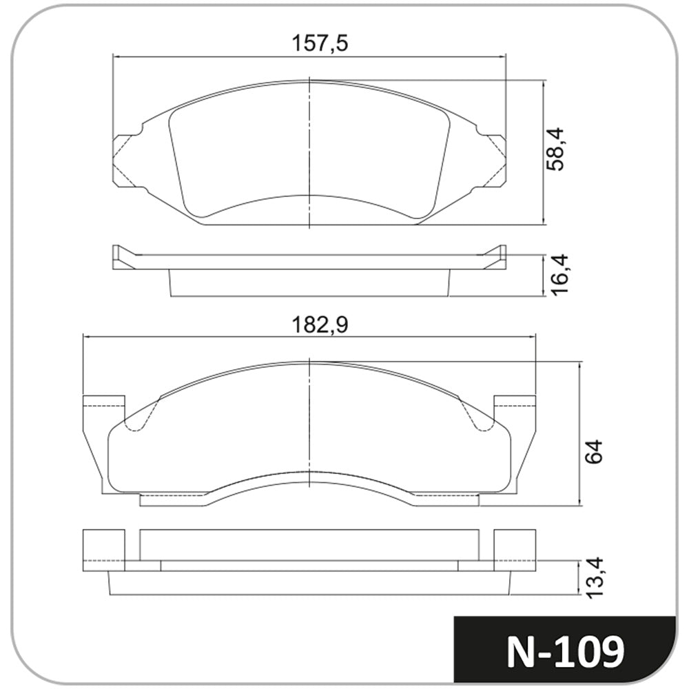 Pastilha de Freio Cobreq N-109 Ford F-1000/F-2000, GM A-10/Veraneio/Bonanza/C-10/A-20/D-20/C-20/D-10/C-100