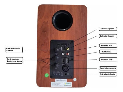 Caixa De Som Monitor De Audio Bluetooth 5.0 130w Som Potente