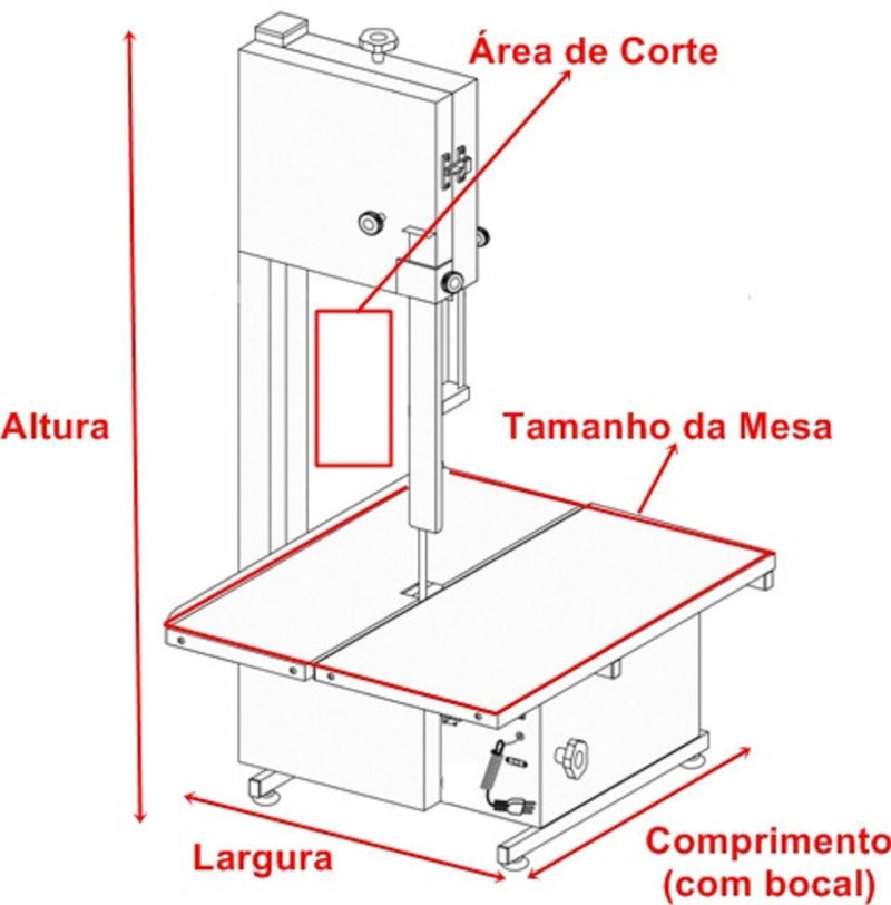 Serra Fita Menor Mesa Móvel Com Moedor De Carne Nº05 1/3Cv