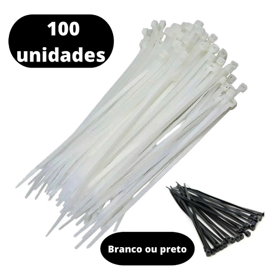 Abraçadeira de Nylon 2,5mm x 100mm com 100 Unidades MB Tools GB59078