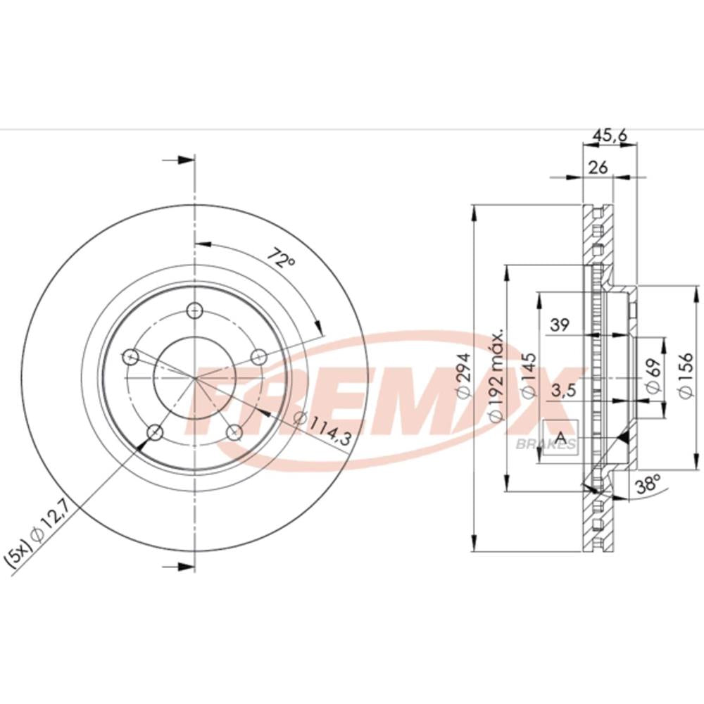 Disco de Freio Ventilado Dianteiro Fremax BD4644 Caixa com 2 Mitsubishi Outlander/Asx/Eclipse Cross, Jeep Compass