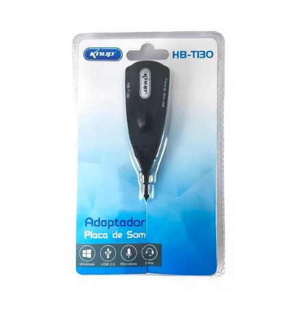 Adaptador para Placa de Som P2 USB 2.0 para Fone e Microfone Knup HB-T130