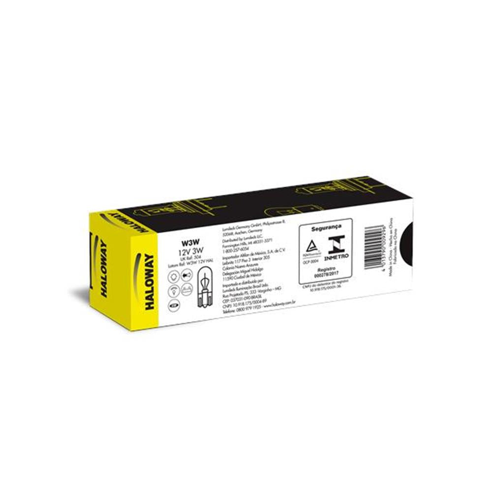 Lâmpada Standard W3w 12v Haloway W3W 12V HAL Caixa com 10 Universal Automovéis e Utilitários Leves