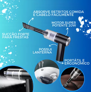 Aspirador de Pó Dobrável Sem Fio com Bocal Plano e Funil de Sopro Bomvink BOM-7004
