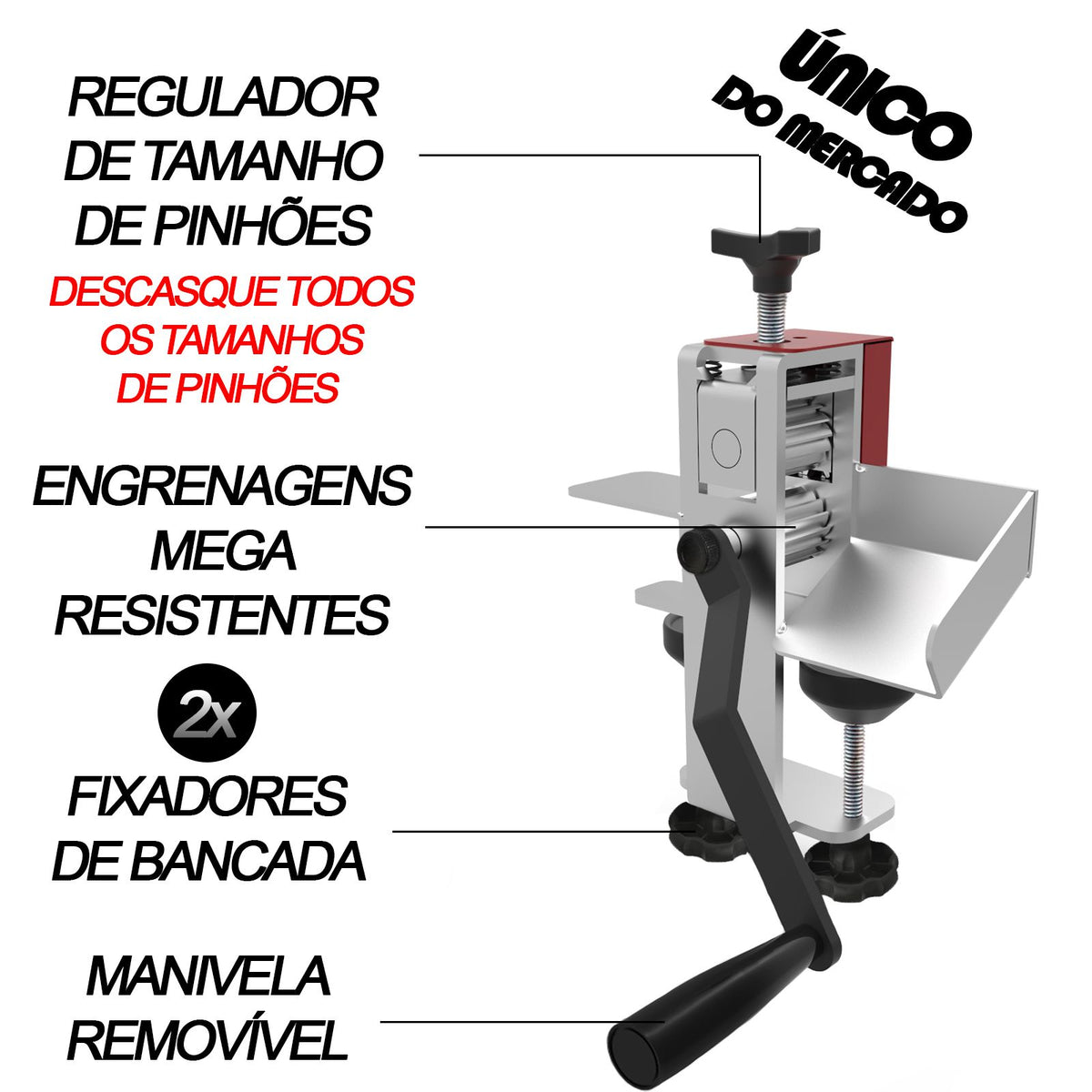 Descascador de Pinhão Manual Saro DPR com Regulagem de Tamanho