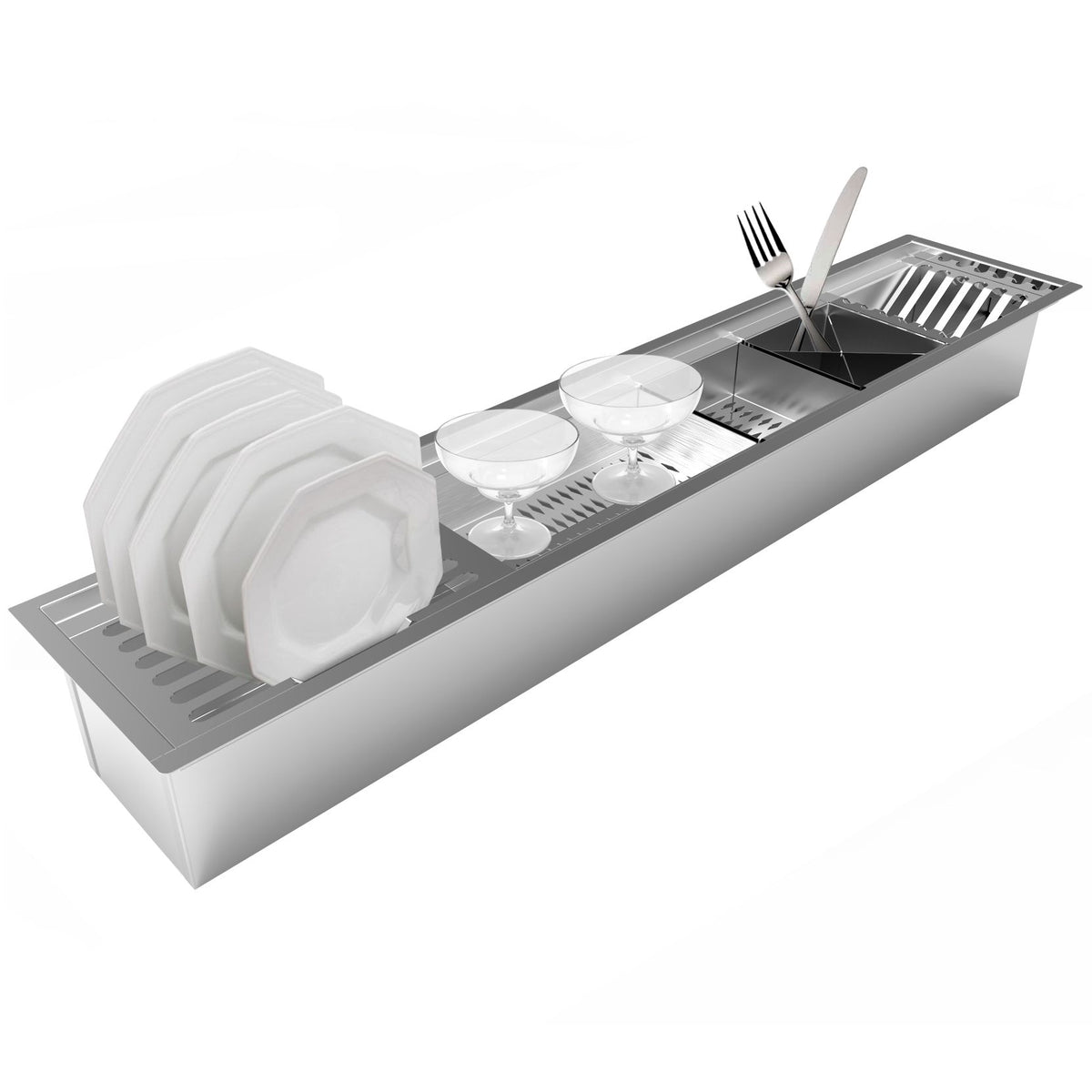 Calha Úmida de Embutir Inox Saro CL90 90 cm com 5 Módulos