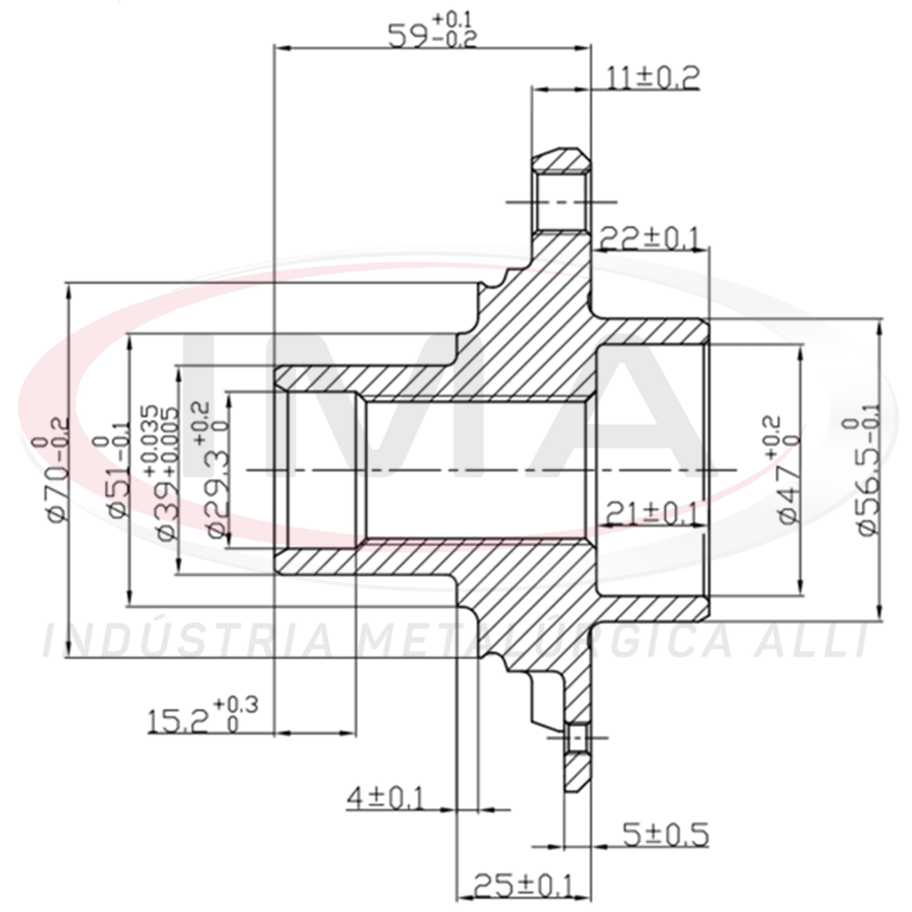 Cubo de Roda Dianteiro Sem Rolamento Ima AL-98 GM Kadett/Monza/Ipanema/Astra/Calibra/Vectra