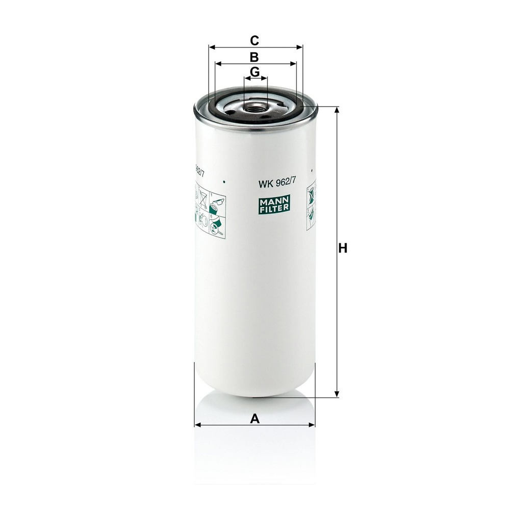 Filtro Blindado Combustível Mann-filter WK962/7 Volvo VM 17 240/FM 10 320/VM 23 210/NL 10 320/NL 12 410/FM 12 340/B290R/VM 17 210/FM 12 420