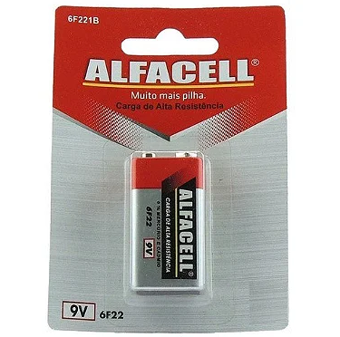 Bateria 9V com 1 Unidade Alfacell 6F22/1B