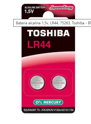 Bateria Alcalina Botão LR44 1.5V com 2 Unidades Toshiba BP-2C 75263