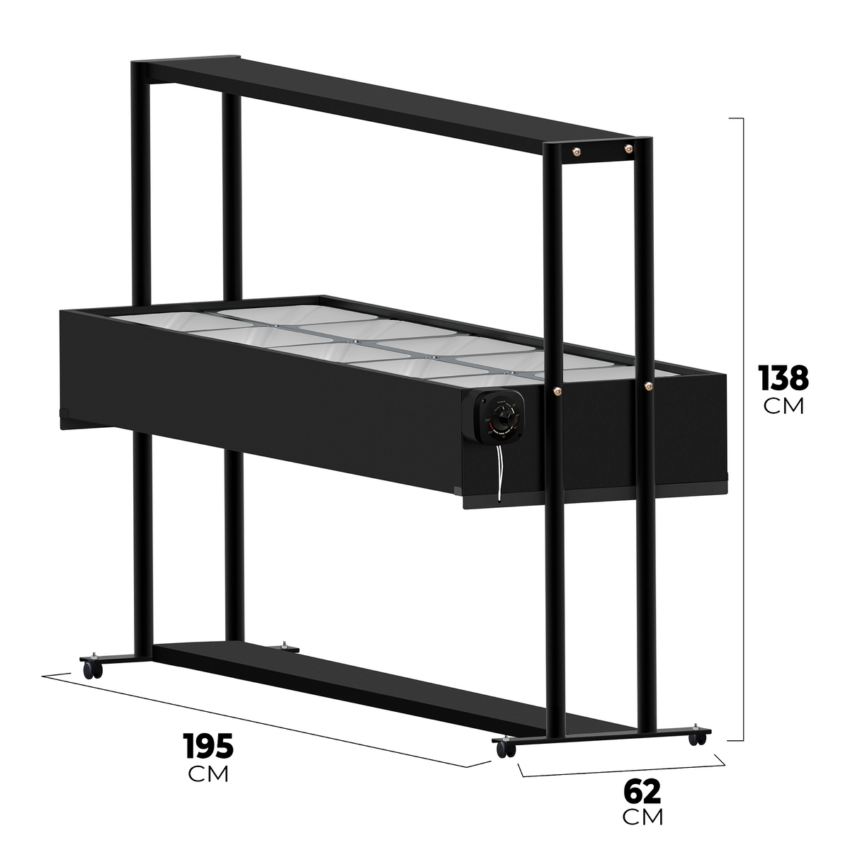 Buffet Térmico Aquecido Saro BF10 com 10 Cubas Inox, Tampa e Rodízios