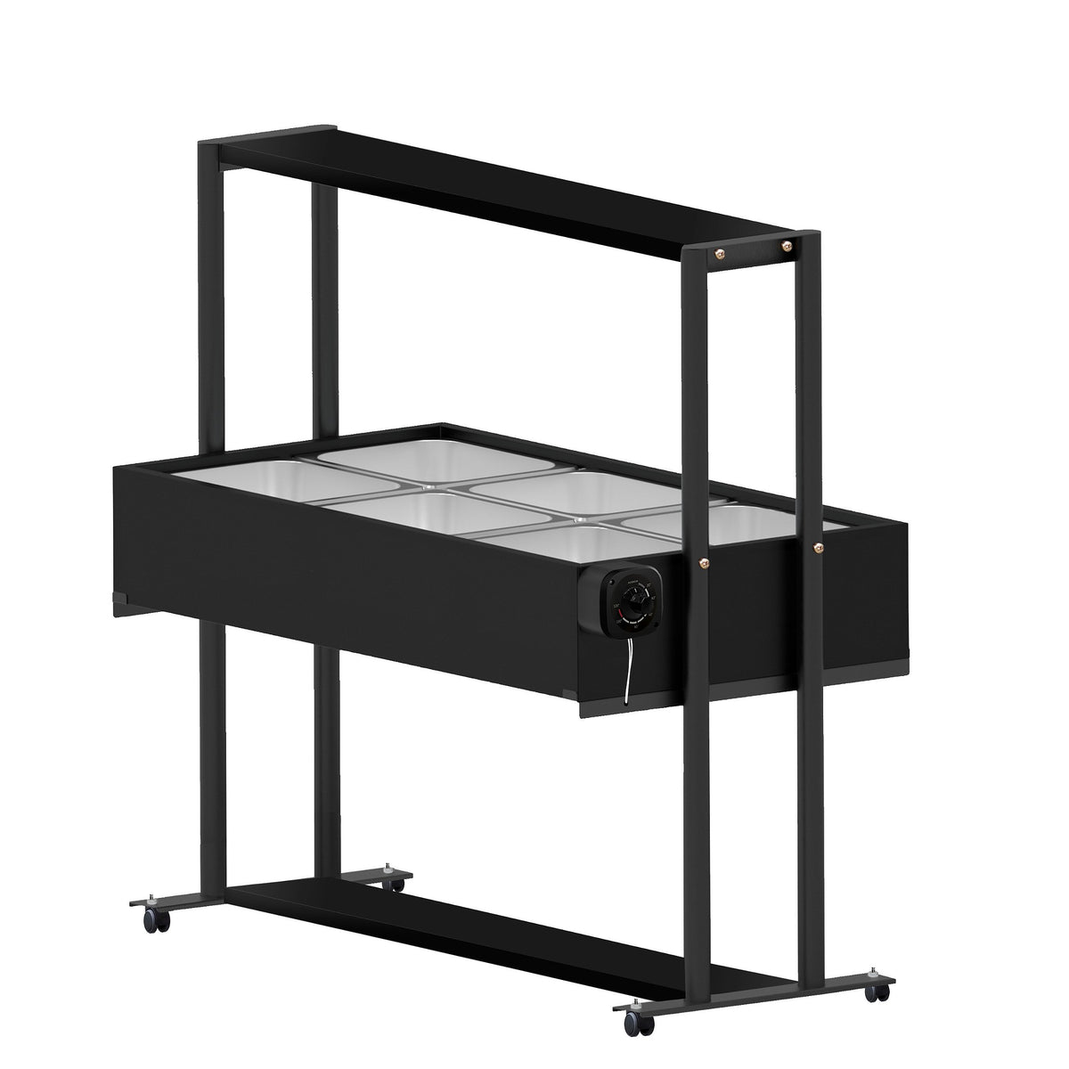 Buffet Térmico Aquecido Saro BF6 com 6 Cubas Inox, Tampa e Rodízios