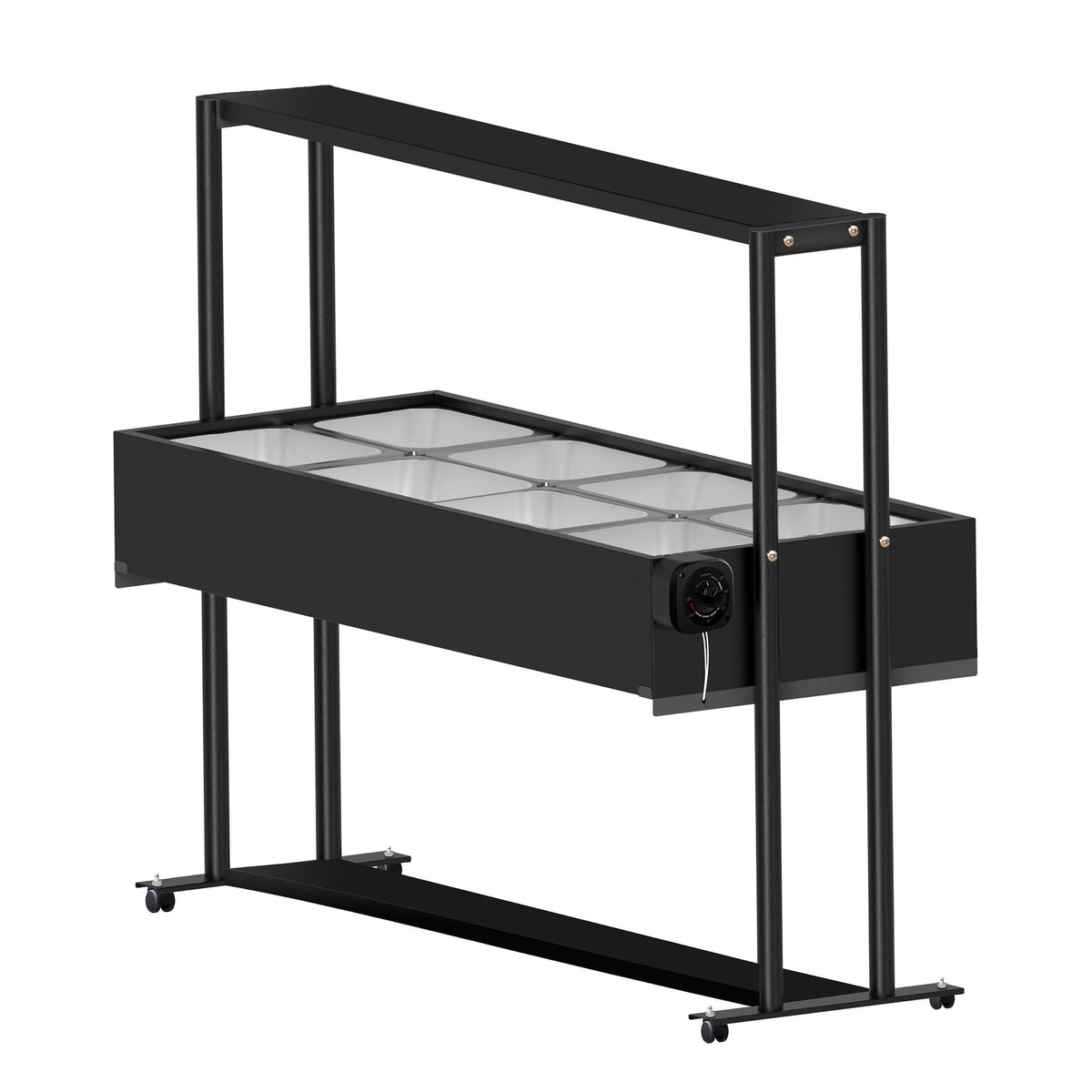 Buffet Térmico Aquecido Saro BF8 com 8 Cubas Inox, Tampa e Rodízios