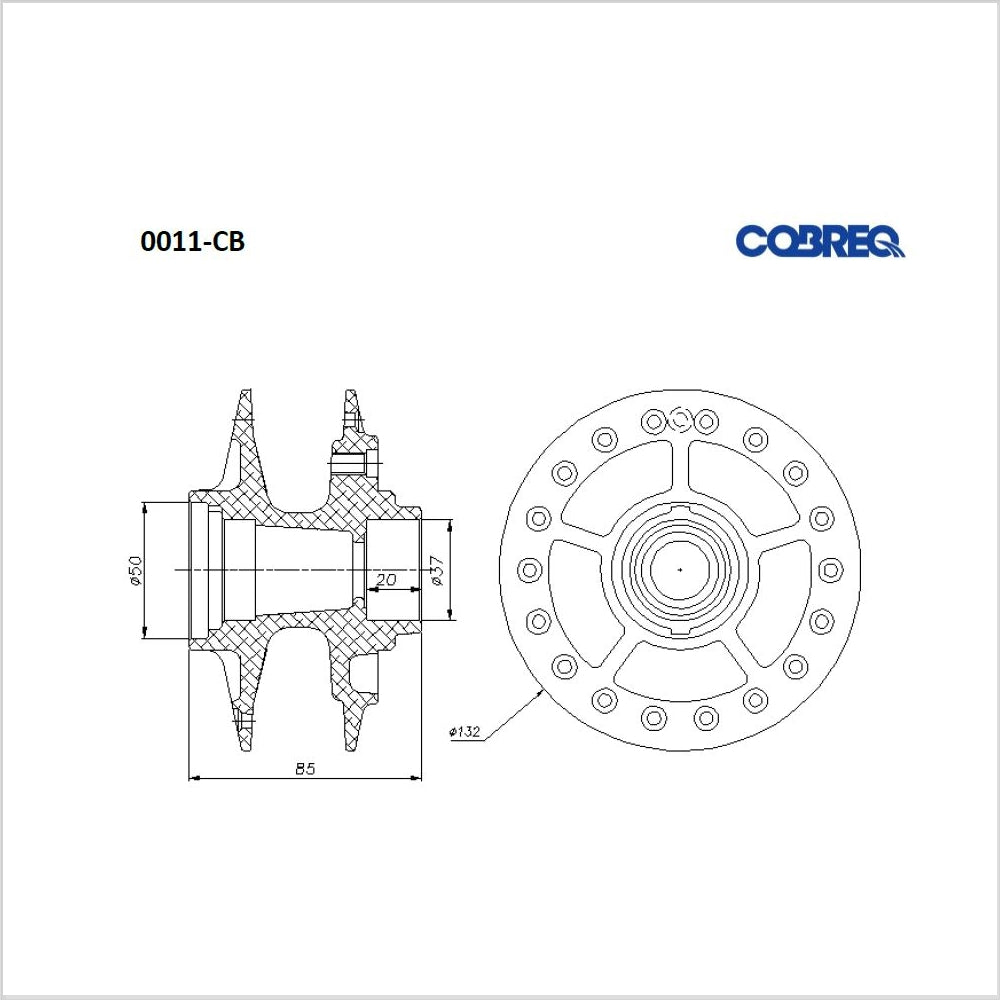 Cubo de Roda Dianteiro Cobreq 0011-CB Honda CG 150 Titan