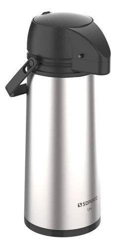 Garrafa Térmica Single 1,9 Litros Inox/preto Soprano