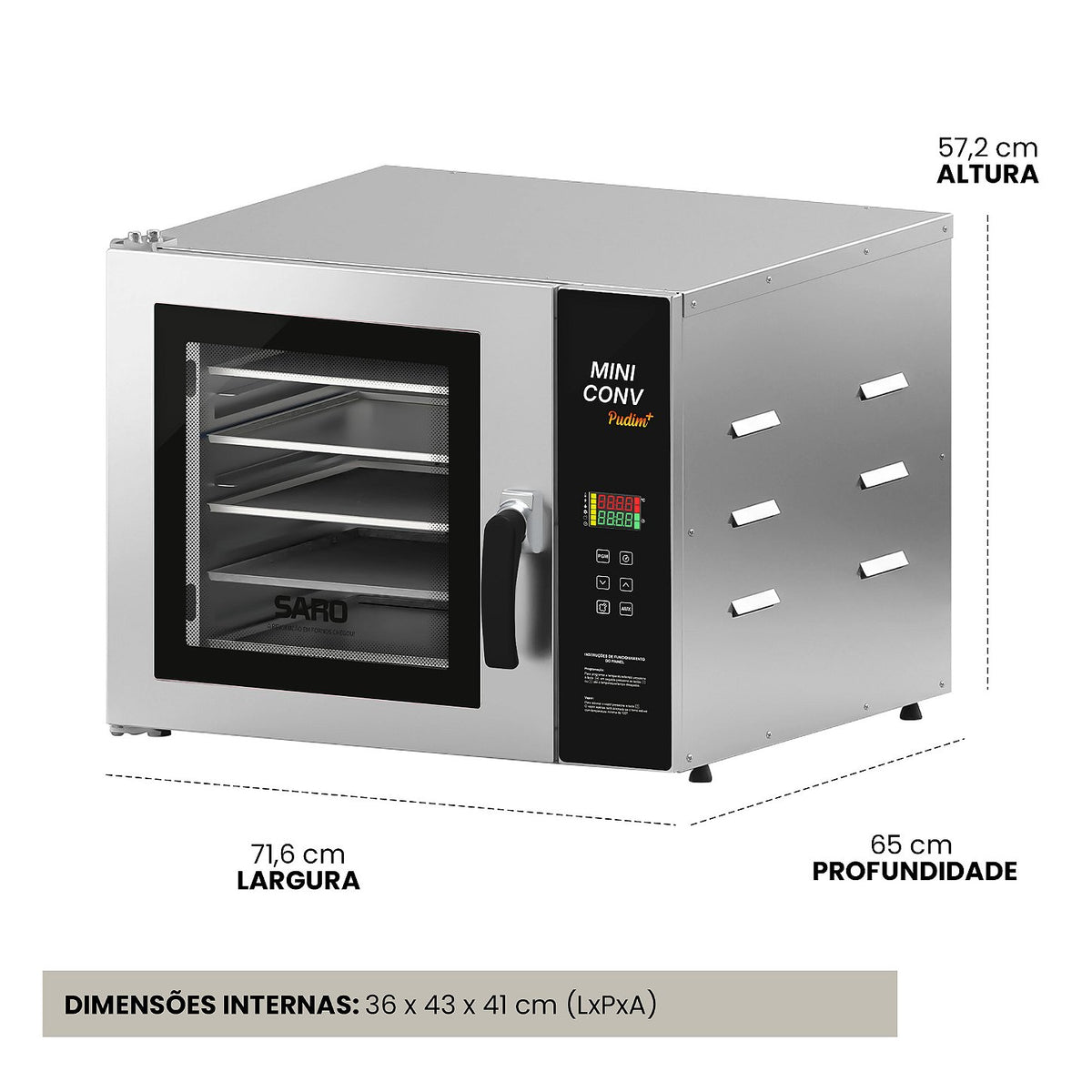 Forno Turbo Mini Combinado Saro FTMC5 75 Litros Inox com Vapor 220V