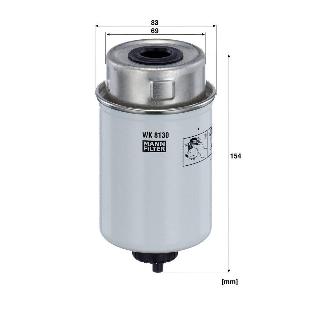 Filtro de Combustível Mann-filter WK8130 New Holland TM 165 4X4/TM 130/TM 140/TM 120