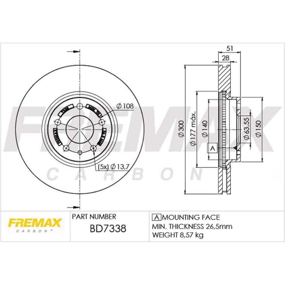 Disco de Freio Ventilado Dianteiro Fremax BD7338 Caixa com 2 Ford Fusion