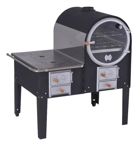 Forno Com Fogão A Lenha - Interno Inox Brilhante (80cm)forne