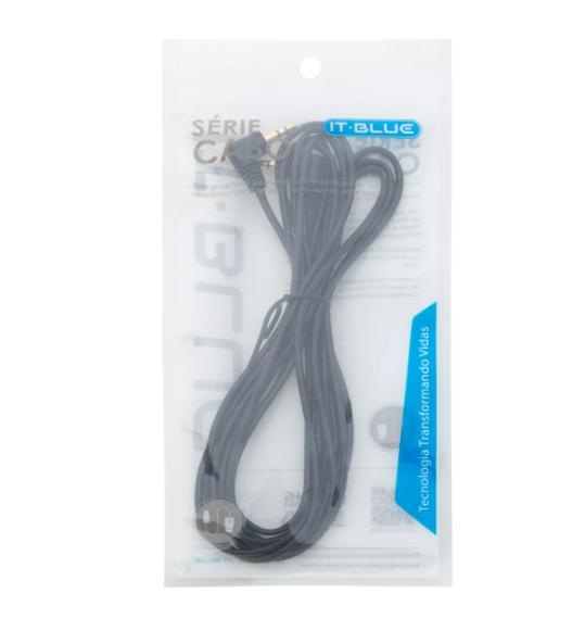 Cabo de Áudio P2 para P2 com Conectores 90 Graus 1,5 m Banhados a Ouro IT-Blue LE-804C