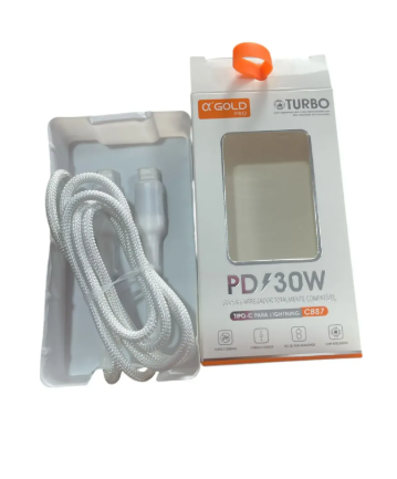 Cabo de Dados Turbo Type-C para iPhone 1m 30W A´Gold CB87