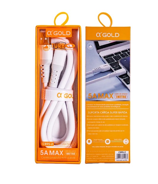 Cabo de Dados Turbo USB para iPhone 1 Metro 5A A'Gold CB95-2