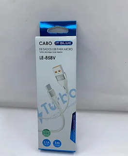 Cabo de Dados Turbo USB para V8 1m 3.1A Carregamento Rápido It-Blue LE-858V