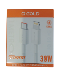 Cabo de Dados Type-C para iPhone Lightning 1 Metro 30W A'Gold CB102